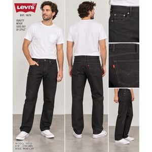 Levi's Men's Jeans W40 L29 Black Straight Leg 100% Cotton WaterLess